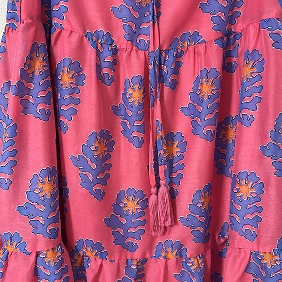 J. Marie Womens Piper Ruffle Dress Floral Print Sz Small Resortwear Chic Preppy - Picture 6 of 10